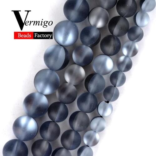 Natural Dull Polished Black Austrian Crystal Beads For Jewelry Making DIY Necklace Bracelet Round Stone Beads 6 8 10 12mm 15"