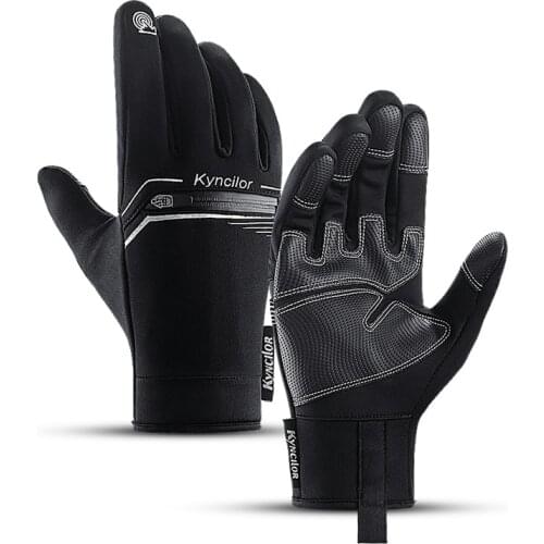 2020 New Warm Winter Gloves Men Touch Screen Outdoor Cycling Gloves Waterproof Non-slip Zipper pocket Design Mens Gloves