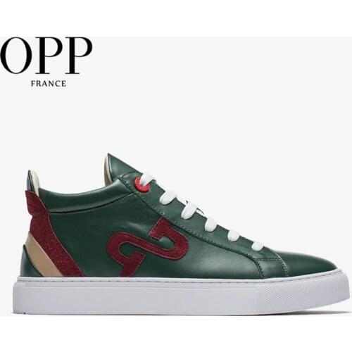 OPP Mens Shoes Summer Breathable Lace-up Boots Leather Mixed Color Shoes Street Style Casual Mens Skate Shoes