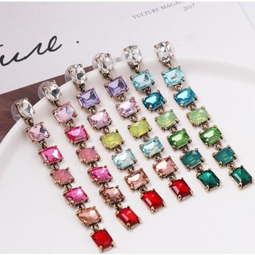 Wholesale JUJIA Rhinestone Earrings Tassel Drop Earring For Women Luxury Jewelry Long Dangle Earing Party Fashion Accessories