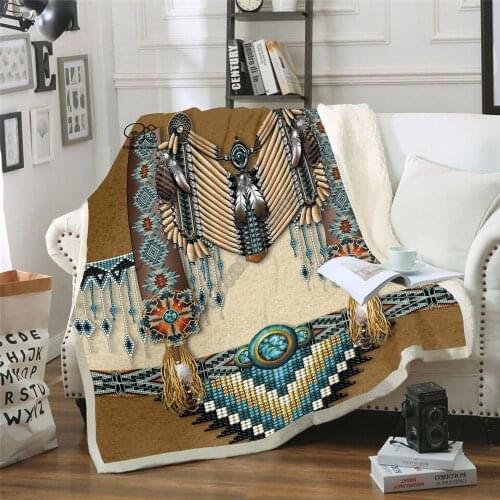 PLstar Black Native Indian Lakota Skull buffalo soldier Blanket 3D print Sherpa Blanket on Bed Home Textiles Dreamlike style-2