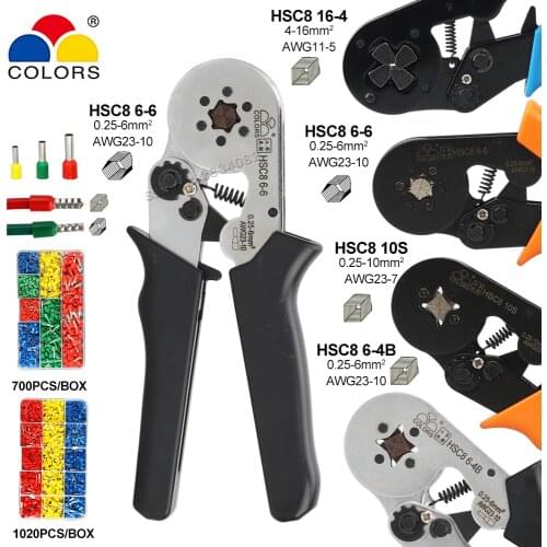 HSC8 6-6 6-4B 0.25-6mm 23-10AWG pliers 10S 0.25-10mm 23-7AWG 16-4 Tubular Terminal Electrical Crimping Pliers Clamp Crimp Tools
