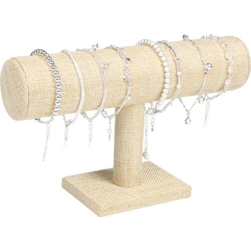 Linen Bracelet Display Chain Watch T-Bar Rack Jewelry Display Organizer Hard Display Stand Holder