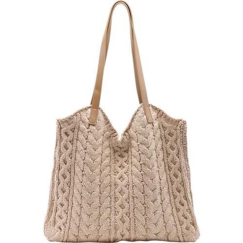 Korean Version Simple Knitting Wool Womens Leisure Forest Literature Purses Handbags Art Weaving Net Red Fashion Single Bag