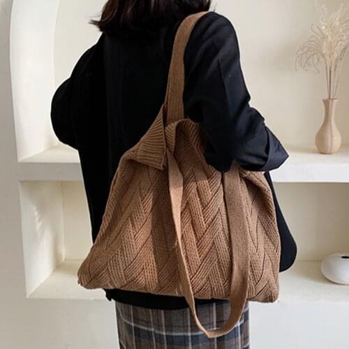 Woolen Knitted Braid Handbag Crochet Winter Korean Fashion Autumn And Winter Shoulder Bags Tote Bags For Women