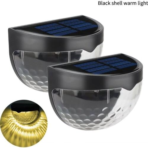 2Pcs Solar Outdoor Deck Light Wall LED Decorative Lights 6 LED Lighting Semi-Circular For Patio Stairway Driveway