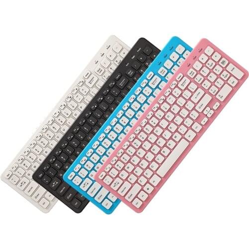 Ultra Thin Portable Standard 96-Key Wireless Bluetooth-compatible Keyboard for Ipad Iphone MAC PC (White Black Blue Pink)