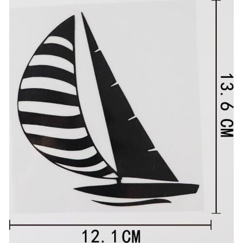 12.1CMX13.6CM Cartoon Sail Boat High Quality Decal Vinyl Car Sticker Black/Silver 8A-1109