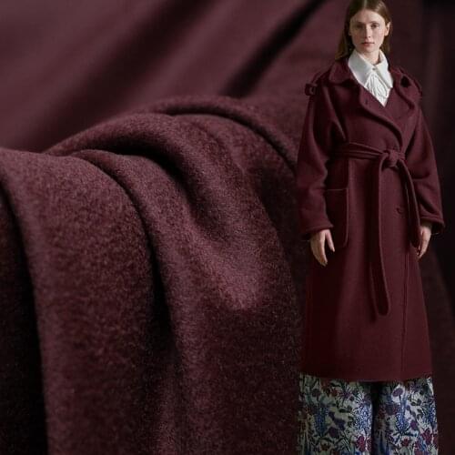 Wine Red High Gloss Quality Overcoating Cashmere Wool Fabrics Material Winter Women Overcoat Sewing Cloth Freeshipping
