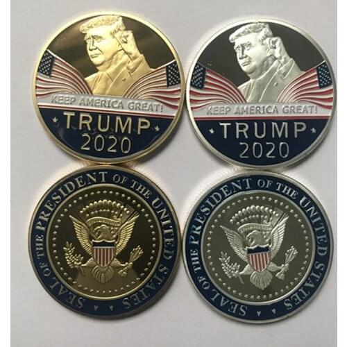 50 pcs 2020 President Donald Trump badge Keep Ameriac Great silver gold plated 40 mm decoration souvenir collectibe coin