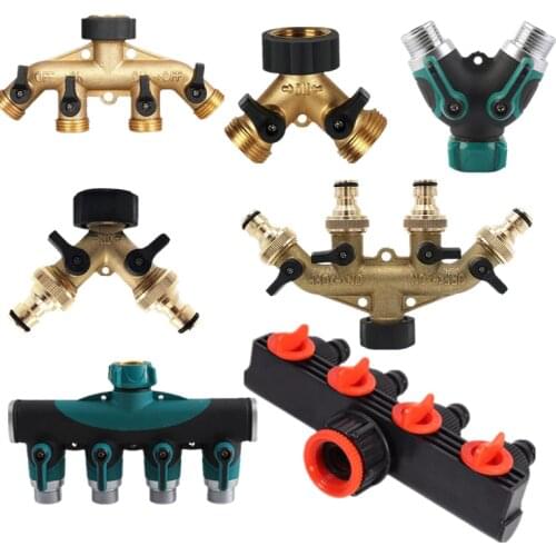 1PC 4-Way Y-Type Brass Tap Adaptor Outlet Hose Valve Manifold Hose Splitter Tap Adaptors Washers Hose End Fittings Watering