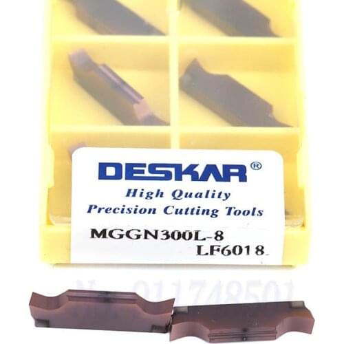 10pcs MGGN150L-8 MGGN200R-8 MGGN300L-8 MGGN400R-8 MGGN500L-8 LF6018 CNC Lathe Turning Tools Carbide Grooving Inserts, For Steel