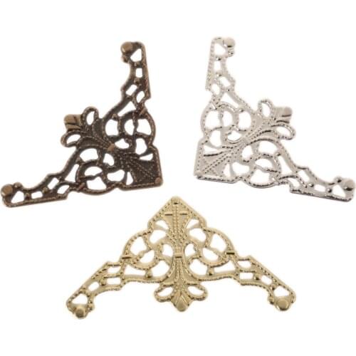 10Pcs Jewelry Box Book Corner Bracket Notebook Menus Decorative Corner Protector Guard Antique Bronze/Gold/Silver 36*36*50mm