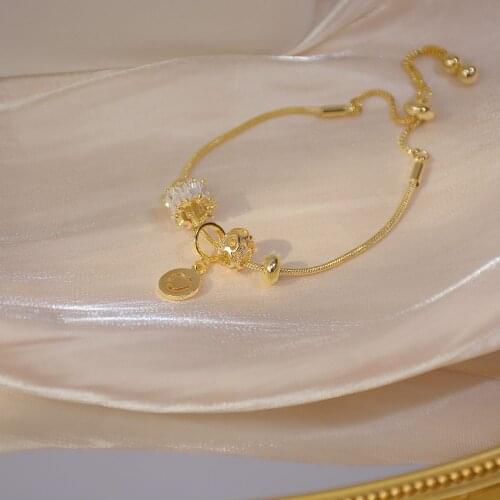 14k Real Gold Luxury Snake Bone Chain Beaded Adjustable Exquisite SSS Zircon Hollow Design Sense Senior Banquet Bracelet Women