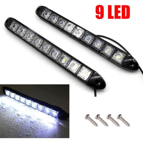 New 2PCS DC 12V 9LED Car Truck Daytime Running Light Signal Lamps Super Bright DRL Car Fog Day Driving Lamp LED Lights for Car