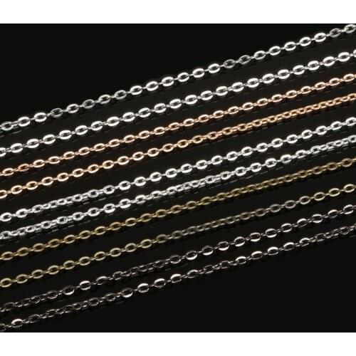 5Meter/lot 3x2mm Rhodium/Silver/Gold/Gunmetal/Antique Bronze Color Necklace Chains Brass Bulk for DIY Jewelry Making Materials