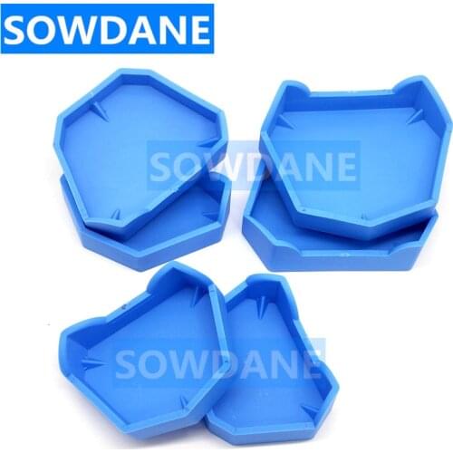 6Pcs/set 3 Sizes Dental Model Base Set Dental Plaster Mold Base Denture Tray Model Dental Lab Former Base Kit rubber Impression