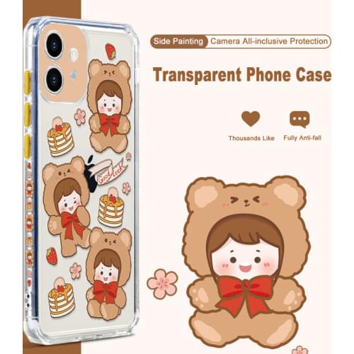 ASINA TPU Case For iPhone 11 12 Pro XR XS Max Soft Transparent Couple Cover For iPhone 6 7 8 Plus SE 2020 Cartoon Clear Cases