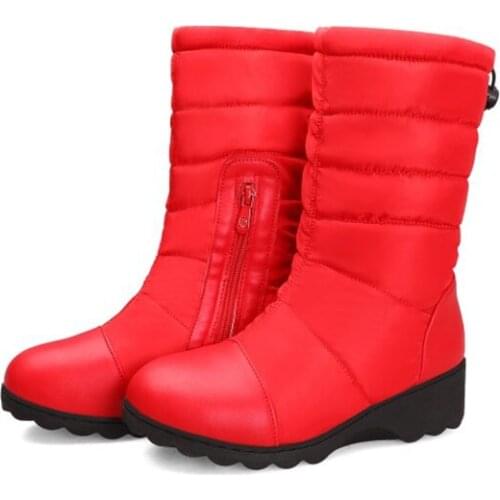 BLXQPYT New 2019 keep warm winter women snow boots fashion platform fur Med- Calf boots plush ladies warm winter boots f46