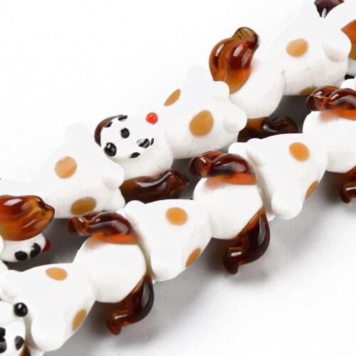 20Pcs/strand Puppy Dogs Lampwork Handmade Beads Glass Beads Strands for DIY Bracelet Necklace Earrings Jewelry Making Findings