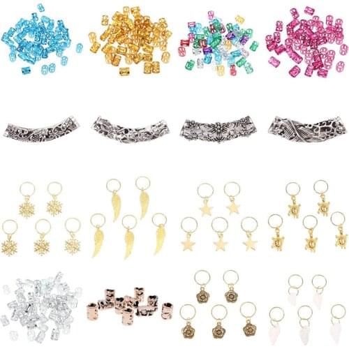 100/10/5/1Pcs Silver Golden Hair Beads For Dreadlocks Hair Braid Tubes Cuffs Beads Adjustable Dreadlock Bead Clip Kids Women