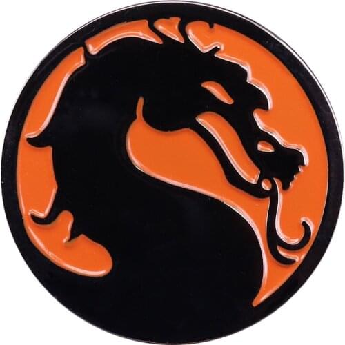 Mortal Kombat Logo Enamel Pin dragon Brooch Panic Park Badge arcade fighting game jewelry