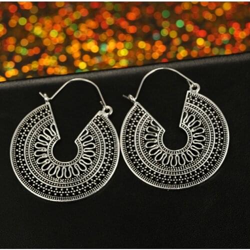 Huitan Chic Pattern Big Dangle Earrings for Women Hollow Out Design Versatile Hip Hop Female Personality Earrings Trendy Jewelry