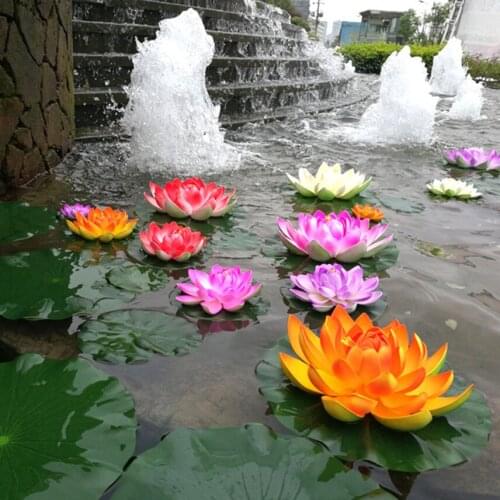 10cm 18cm Artificial Lotus Aquarium Fake Flowers Water Lily Outdoor Decoration Garden Ornament Photography Pool Plants