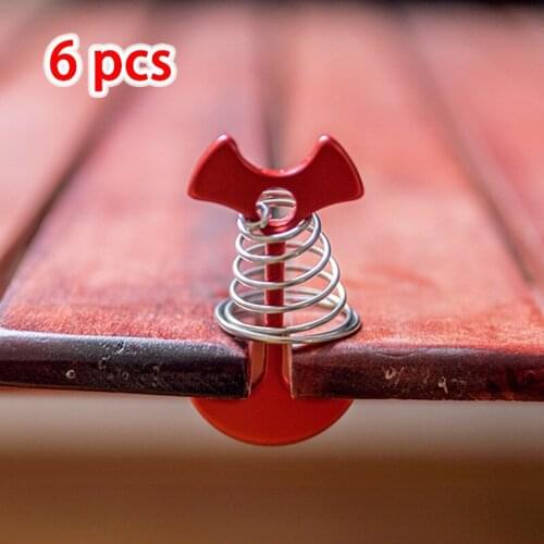 6pcs Outdoor Aluminum Alloy Ground Peg Fishbone Spring Nail Camping Tent Windproof Accessories Wind Rope Board Stopper Buckle