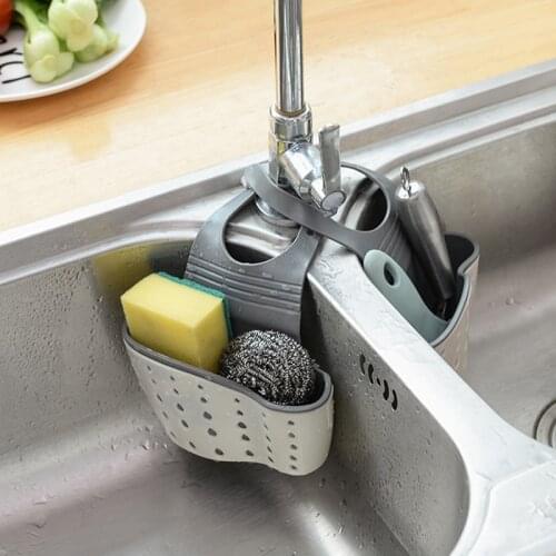 Kitchen Sink Shelf Soap Sponge Drain Basket Bathroom Holder Storage Rack Suction Cup Kitchen Accessories Organizer Sink Basket