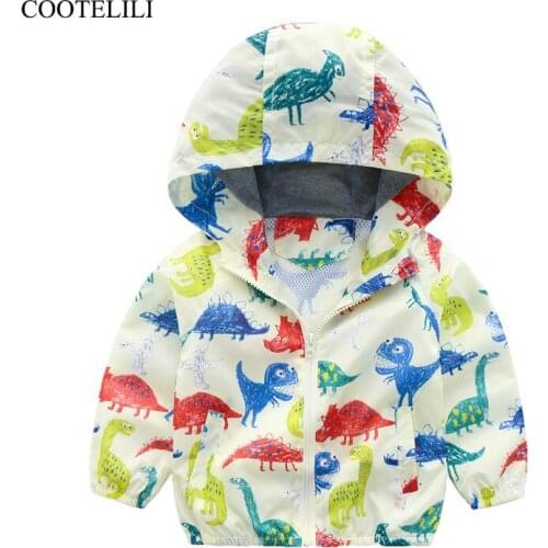 COOTELILI Dinosaur Kids Jacket For Girls Boys 2019 Autumn Children Clothes Active Baby Boys Coat Windbreakers Baby Clothing