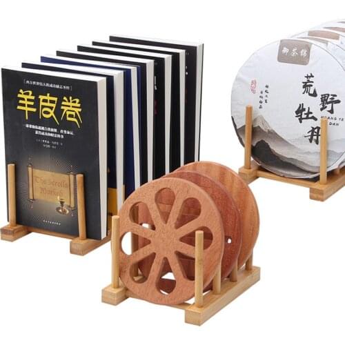 Hot Sale Multi-function bracket Pots And Pans Drain Rack Fashion Bamboo And Wood Display Show Book plate Tray And Cup Wholesale