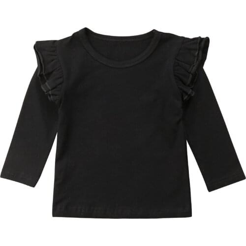 Cute Baby Girl Cotton T Shirt Pure Color Long Sleeve Tops Tee Clothes Outfit Cute Casual Autumn Winter 2018 Fashion New Clothing