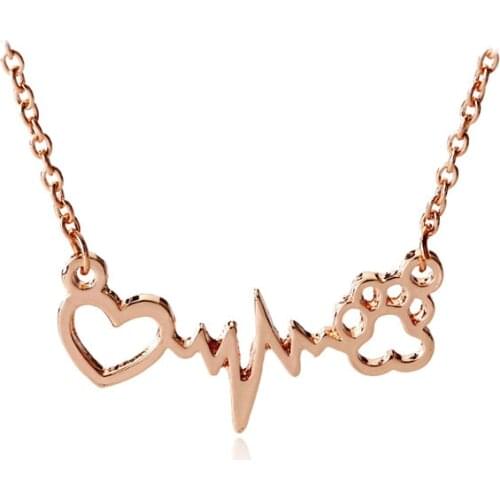 Fashion Creativity Loving Heart Flash Pet Paw Necklace Simple Alloy Necklace Wholesale 12pcs/lot