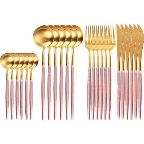 Gold Cutlery Set Forks Knives Spoons 18/10 Stainless Steel Dinner Dinnerware Set Fork Spoon Knife Chopsticks Set Dropshipping