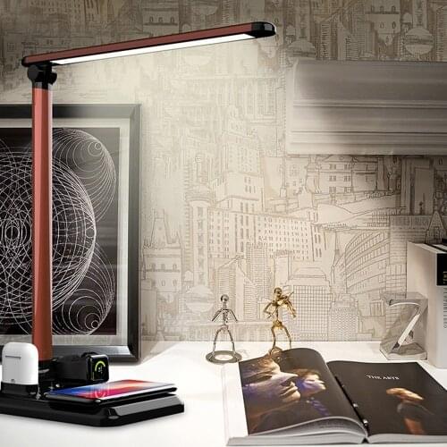 26 LEDs Desk Lamp Wireless Charger Bedside Light Touch Sensor Eye Protection Light Dimmerable Led Table Lamp 3 Color Temperature