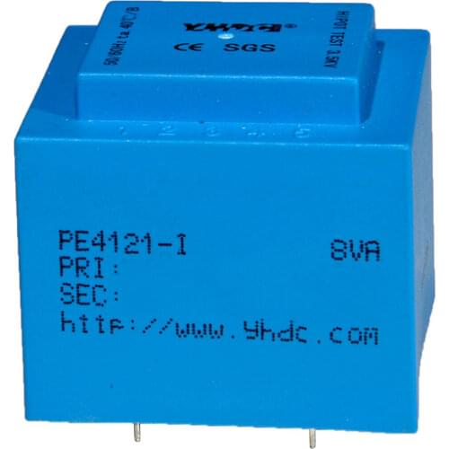 PE4121-I Power 8VA input 110V Output 12V 50-60Hz Vaccum Epoxy Encapsulated PCB Welding Isolation Transformer