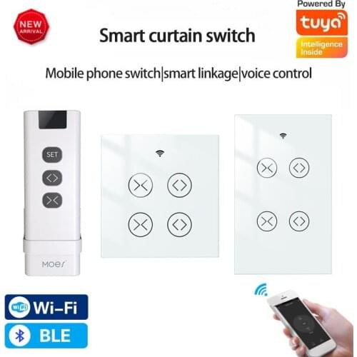 Tuya Smart Life Curtain Switch WiFi Bluetooth EU US For Roller Shutter Electric Blinds Motor With Remote Control Alexa Google