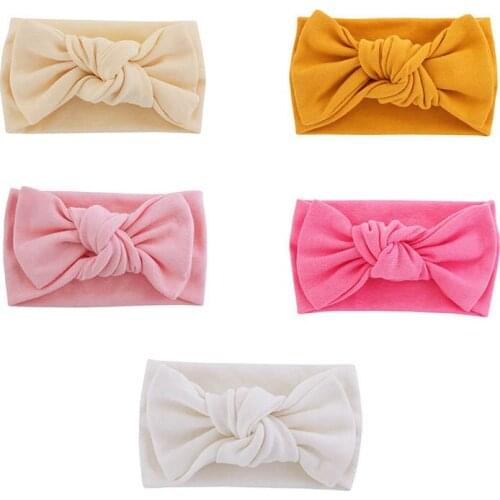 Solid Color Baby Headband Soft Big Bowknot Newborn Baby Girls Hairband Wide Infant Hair Band Turban Baby Hair Accessories