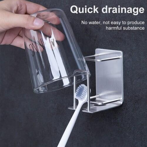 Self Adhesive Toothbrush Rack Holder Bathroom Wall Hanging Stainless Steel Toothpaste Bracket punch-free design Hook Bracket