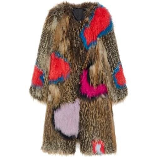 Tide Autumn Nature fur coat jacket fox fur Knit coat winter women fur Fashion Pattern fox fur Medium long section Coats