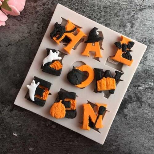 Halloween Alphabet Silicone Mold Funny Alphabet Fondant Cake Baking Tools Chocolate Clay Silicone Mold Kitchen Accessories