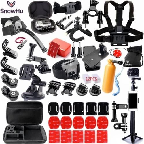 SnowHu GoPro Accessories set Selfie Stick Storage Bag Case GoPro Hero 9 8 7 6 For Yi 4K mijia Sport Camera GS98