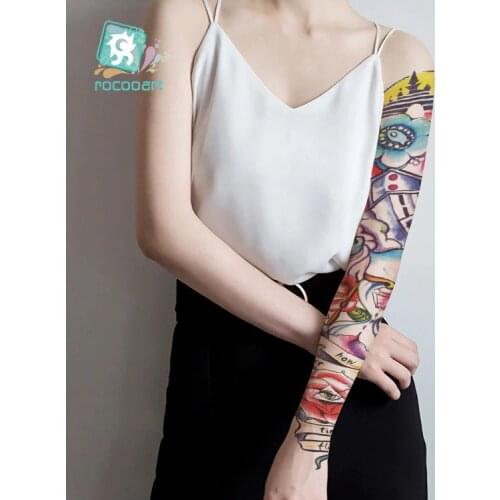 Large Arm Sleeve Tattoo Waterproof Temporary Body Tattoo Stickers Fake Full Flower Glod Fish Tatoo Designs For Women