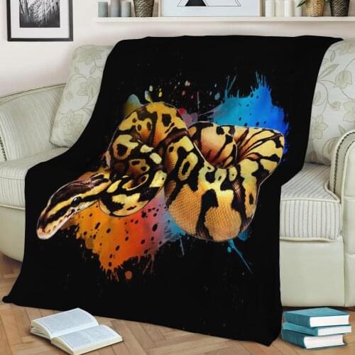 Ball Python Watercolor Flannel Throw Blanket 3D Printed Keep Warm Sofa Child Blanket Home Decor Textiles Dream Family Gift