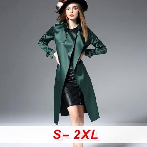 Spring Autumn Fashion Elegant Coats Loose Long Windbreaker with Belt Solid Color Outerwear Women Plus Size High-end Trench Coat