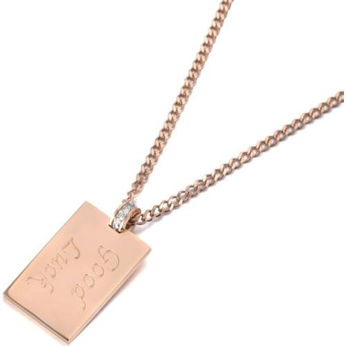 Original Design Geometric Square Good Luck Pendant Necklaces For Women Titanium Steel 28 Inch Long Sweater Chain N19156