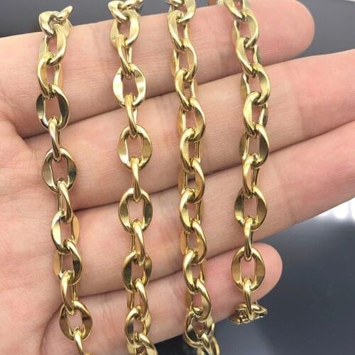 1Meter 6.5mm Width Stainless Steel Gold Mouth Shape Link Chains for DIY Handmade Necklace Bracelet Jewlery Making Wholesale