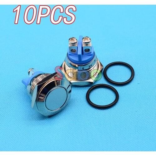 10PCS/lot 16mm Start Horn Button Momentary Stainless Steel Metal Push Button Switch Hot Worldwide