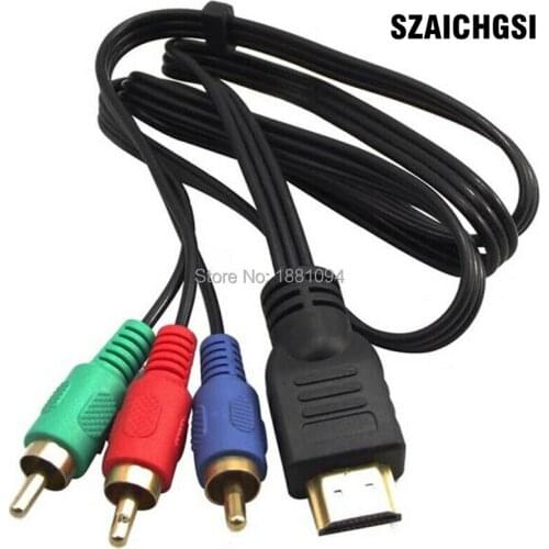 100pcs/lot 1M HDMI To 3 RCA AV Audio Video Cable Cord Adapter Convert Cable For TV HDTV DVD 1080P